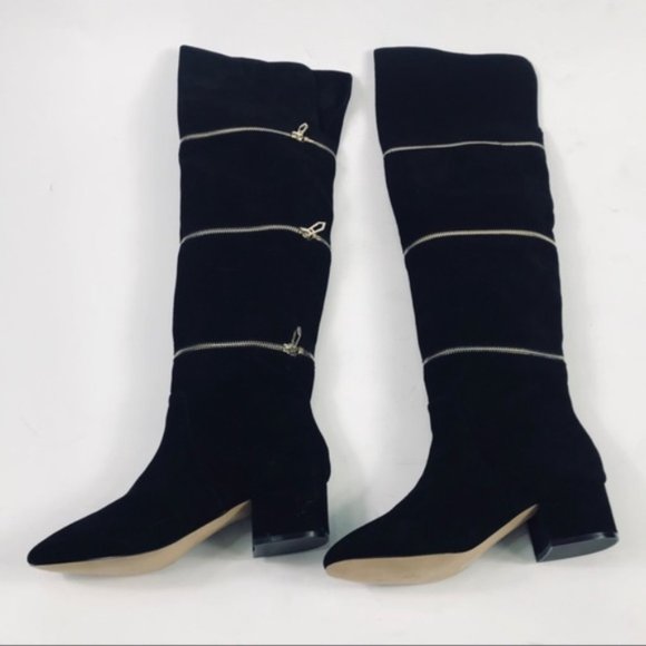 Botkier Black Suede Gold Zipper Over the Knee Boots Size 8 Brand New - Picture 5 of 8